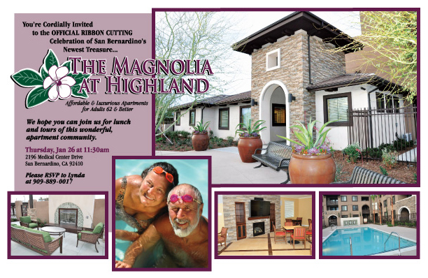 The Magnolia at Highlands Senior Citizen Apartments Grand Opening invitation created for Western Seniors Housing