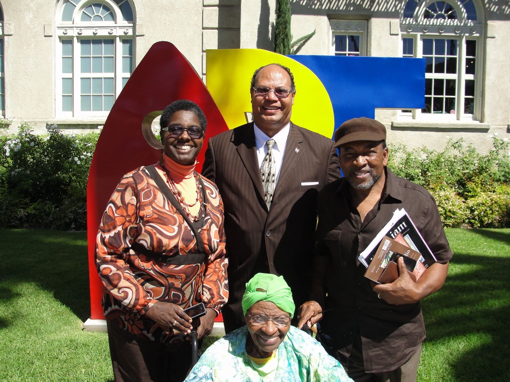 Left to Right: Lovella Singer, Carl Dameron, Charles Bibbs.  Front Row: Alberta Mable Kearney, 92 year-old visionary & founder of the DNAAAHM.  Members of the AAAM 2016 Riverside reception committee. Not pictures and Dr. Ruth Jackson, Director Tuskegee Airman Archive, University of California, Riverside and Rose Mays, executive director Riverside County Fair Housing.