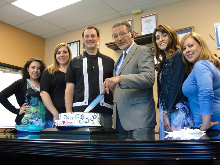 LaSalle Medical Associates, Celebrates 30 years of medical service with . Left to right: Anna Canton, Human Resource Manager, Kristina Hlebo, Finance Assistant, Carl Meier, executive vice president, Dr. Albert Arteaga CEO, Alexandra Acosta, Director of Finance and Lizette Noriega, Human Resource AssistantKristina Hlebo, Finance Assistant Alexandra Acosta, Director of Finance Lizette Noriega, Human Resource Assistant
